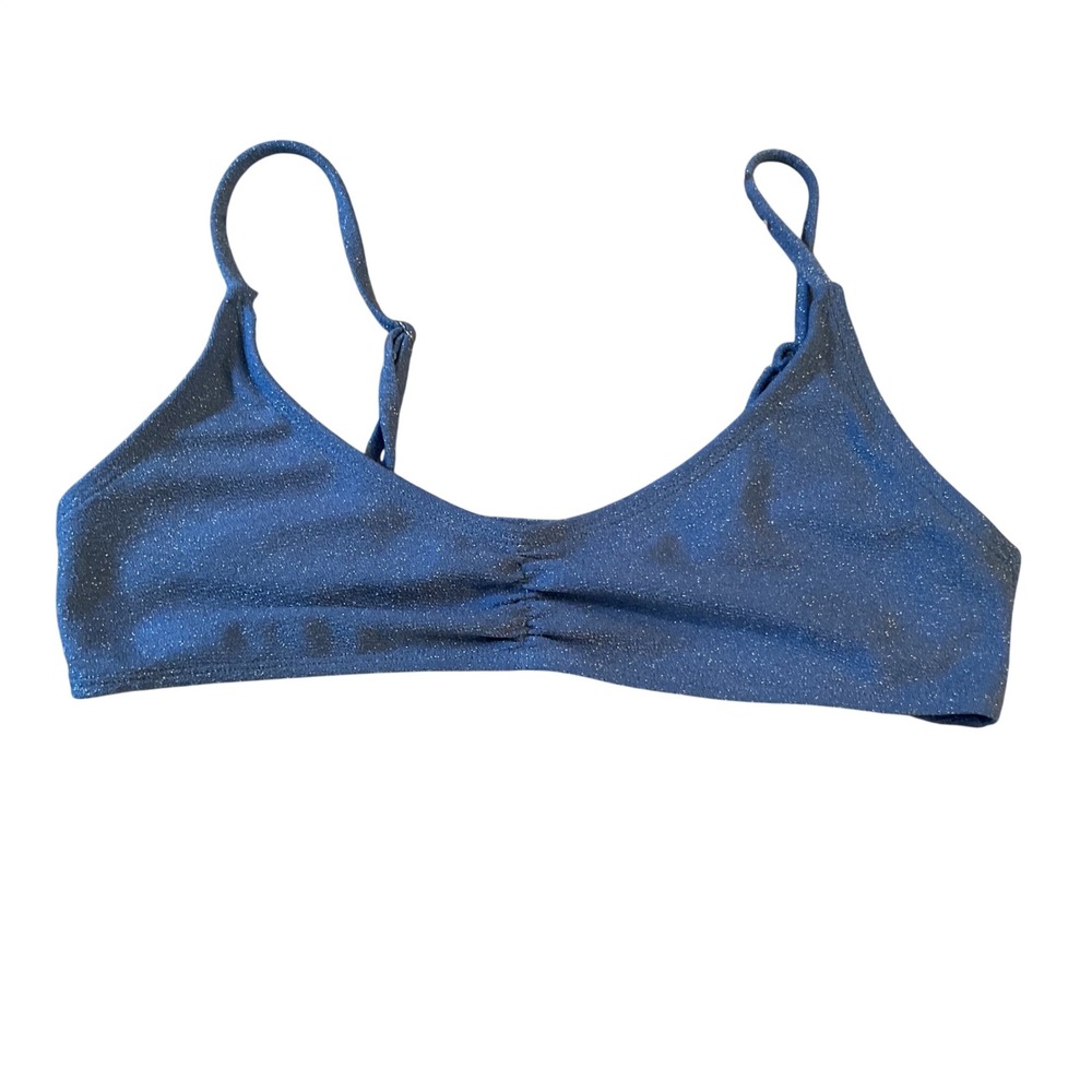 Aeropostale Womens XL Blue Metallic‎ Shimmer Bralette Bikini Swim Top LXTSV1216
